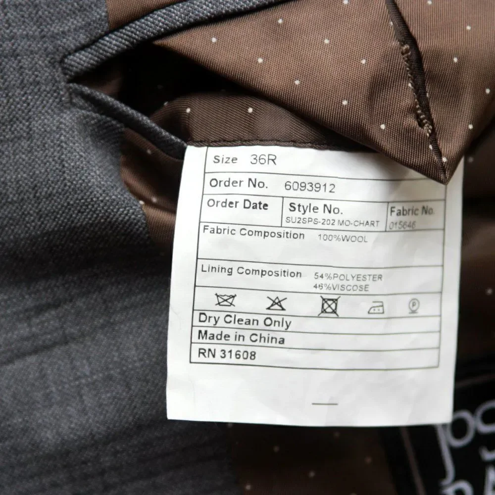 JOS A BANK Men's Blazer Sport Coat Jacket‎ 36R Wool Grey Plaid E081214